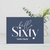 Moderne minimale eenvoudige marine blauw 60e verja kaart (Staand voorkant)