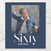 Moderne minimale eenvoudige marine blauw 60e verja wijn etiket (Enkel label)