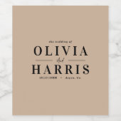 Moderne minimale eenvoudige natuurlijke beige part wijn etiket (Enkel label)