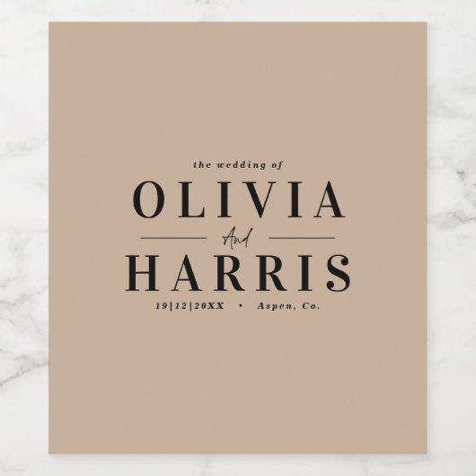 Moderne minimale eenvoudige natuurlijke beige part wijn etiket (Enkel label)