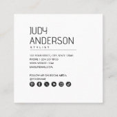 Moderne, minimale, eenvoudige professionele foto vierkante visitekaartje (Achterkant)