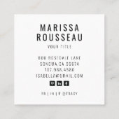 Moderne, minimale, eenvoudige professionele foto vierkante visitekaartje (Achterkant)