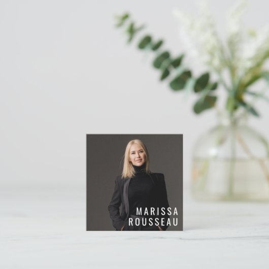 Moderne, minimale, eenvoudige professionele foto vierkante visitekaartje (Staand voorkant)