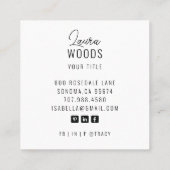 Moderne, minimale, eenvoudige professionele foto vierkante visitekaartje (Achterkant)