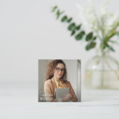 Moderne, minimale, eenvoudige professionele foto vierkante visitekaartje (Staand voorkant)