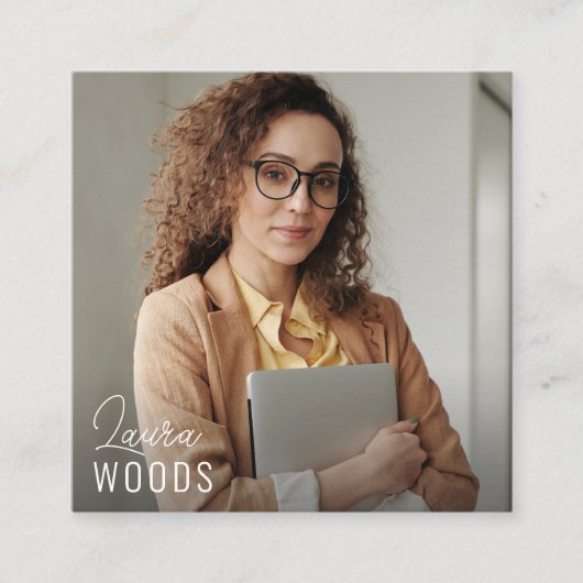 Moderne, minimale, eenvoudige professionele foto vierkante visitekaartje (Voorkant)