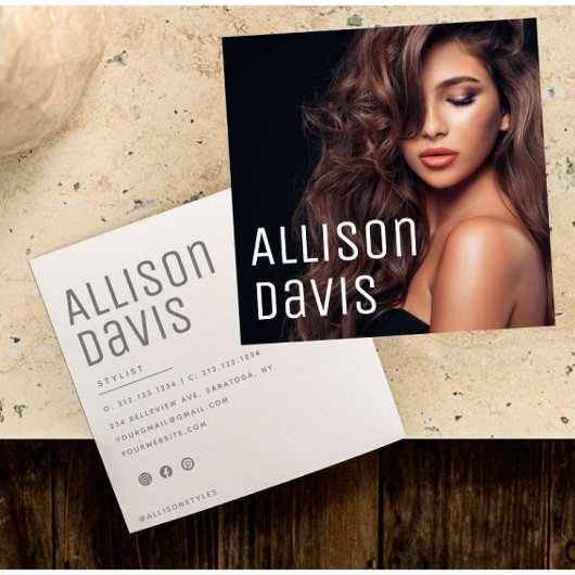 Moderne, minimale, eenvoudige professionele foto vierkante visitekaartje