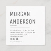 Moderne, minimale, eenvoudige professionele foto vierkante visitekaartje (Achterkant)