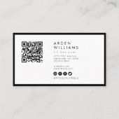 Moderne Minimale Eenvoudige Professionele QR-code  Visitekaartje (Achterkant)