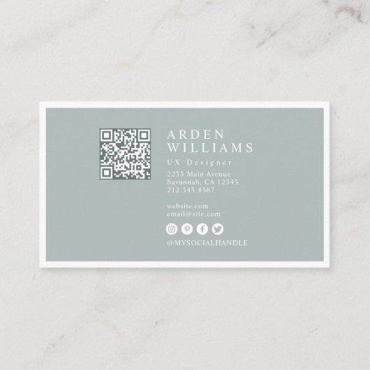 Moderne Minimale Eenvoudige Professionele QR-code  Visitekaartje (Achterkant)
