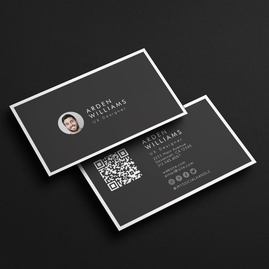 Moderne Minimale Eenvoudige Professionele QR-code Visitekaartje