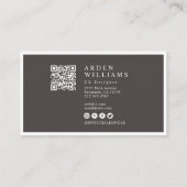 Moderne Minimale Eenvoudige Professionele QR-code  Visitekaartje (Achterkant)