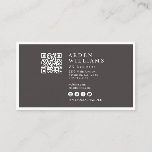 Moderne Minimale Eenvoudige Professionele QR-code  Visitekaartje (Achterkant)