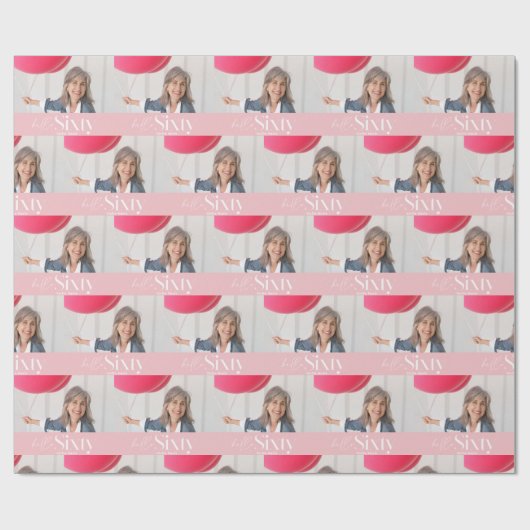 Moderne minimale eenvoudige roze girly 60e verjaar cadeaupapier (Vlak)