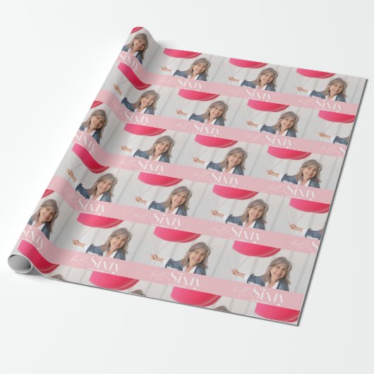Moderne minimale eenvoudige roze girly 60e verjaar cadeaupapier (Uitgerold)