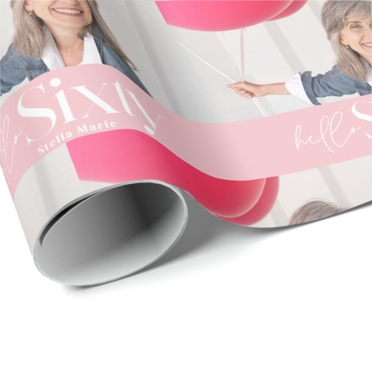 Moderne minimale eenvoudige roze girly 60e verjaar cadeaupapier (Rol Hoek)