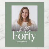 Moderne minimale eenvoudige salie groen 40e verjaa wijn etiket (Enkel label)