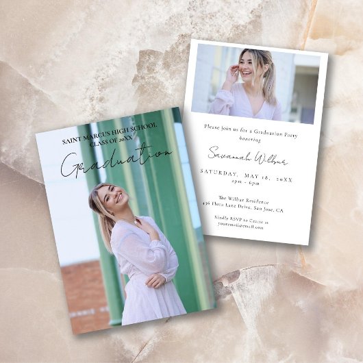 Moderne minimale eenvoudige script afstudeerfeest kaart