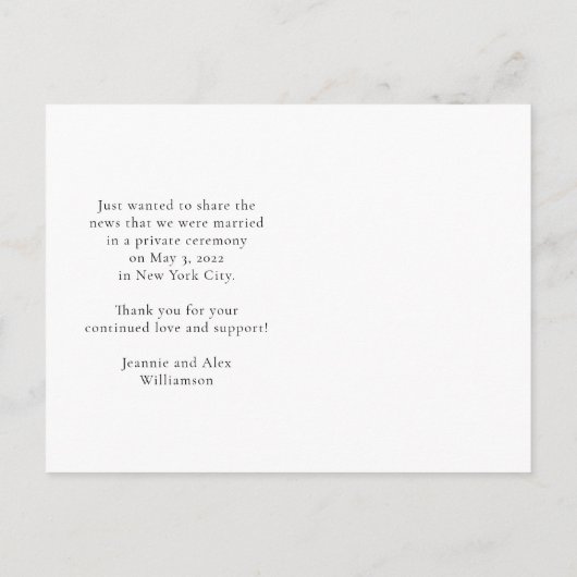 Moderne, minimale, eenvoudige scriptfoto's aankondigingskaart (Achterkant)