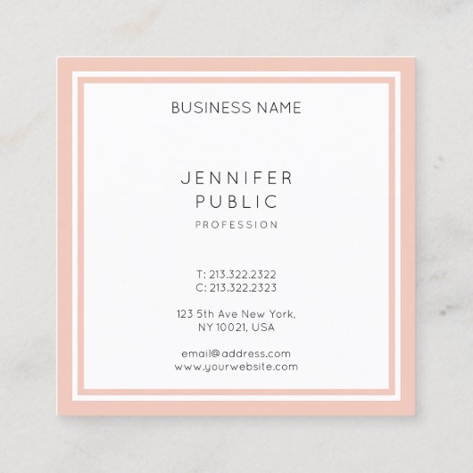 Moderne, minimale, eenvoudige Sjabloon Vierkante Visitekaartje (Achterkant)