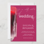 Moderne, minimale, eenvoudige Viva Magenta Wedding Kaart (Voorkant)