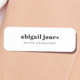 Moderne, minimale, eenvoudige, witte Vintage retro Naamplaatje