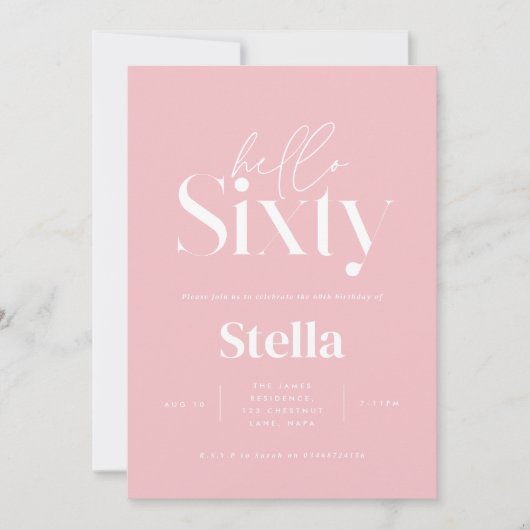 Moderne minimale eenvoudige zwart & wit 60e verjaa kaart (Voorkant)