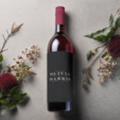 Moderne minimale eenvoudige zwart-wit feestgunst wijn etiket