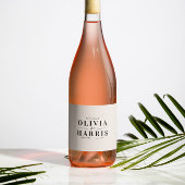 Moderne minimale eenvoudige zwart-wit feestgunst wijn etiket