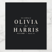 Moderne minimale eenvoudige zwart-wit feestgunst wijn etiket (Enkel label)