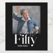 Moderne minimale eenvoudige zwarte 50ste verjaarda wijn etiket (Enkel label)