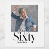 Moderne minimale eenvoudige zwarte 60e verjaardag wijn etiket (Enkel label)