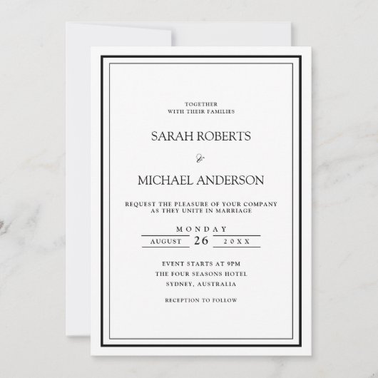 Moderne Minimale Eenvoudige Zwarte Script Frame Br Kaart (Voorkant)