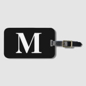 Moderne, minimale Elegant Custom Black Monogram Bagagelabel (Voorkant (horizontaal))