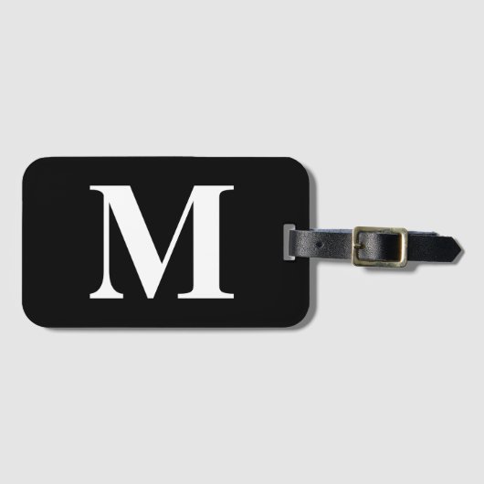 Moderne, minimale Elegant Custom Black Monogram Bagagelabel (Voorkant (horizontaal))
