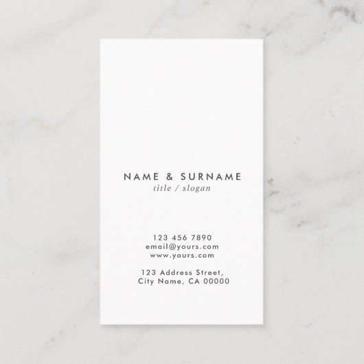 Moderne minimale elegant leder wit en grijs vertic visitekaartje (Achterkant)