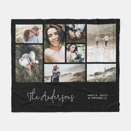 Moderne minimale elegant multi-8-fotofamilie fleece deken (Voorkant (Horizontaal))