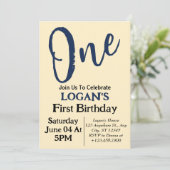 Moderne minimale elegante 1e verjaardag foto kaart (Staand voorkant)