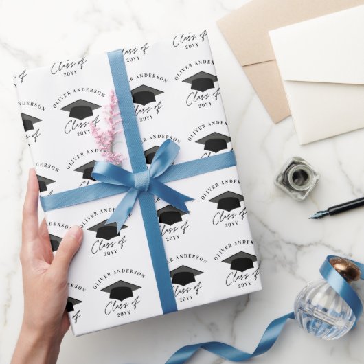 Moderne, minimale elegante afstuderen van boogfoto cadeaupapier (Geschenken)