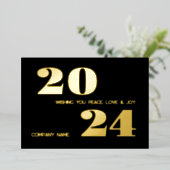 Moderne minimale elegante, bedrijfsnaam folie feestdagenkaart (Staand Voorkant)