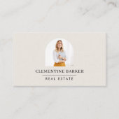 Moderne minimale elegante beige eenvoudige boog fo visitekaartje (Voorkant)