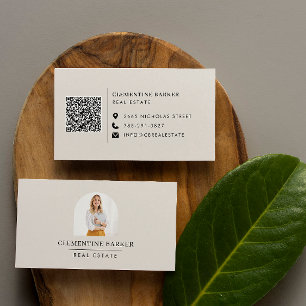 Moderne minimale elegante beige eenvoudige boog fo visitekaartje