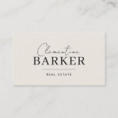 Moderne minimale elegante beige eenvoudige typogra visitekaartje (Voorkant)