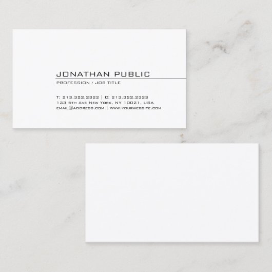 Moderne, minimale elegante Design Trendy Plain Visitekaartje (Voorkant / Achterkant)