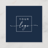 Moderne minimale elegante donkerblauwe foto vierkante visitekaartje (Achterkant)