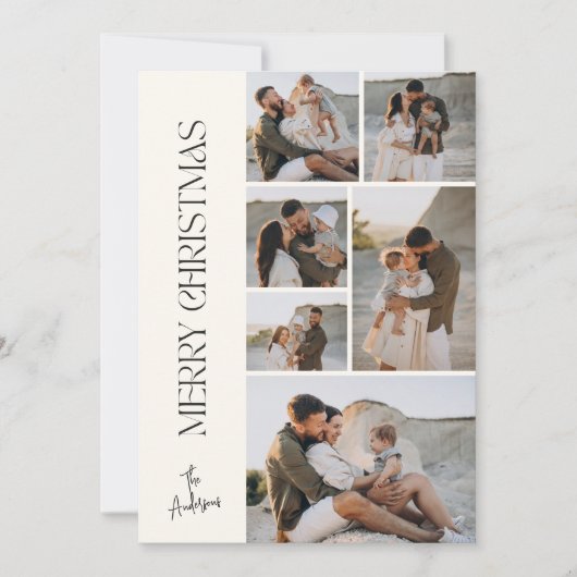 Moderne minimale elegante fotocollage Kerstmis Feestdagenkaart (Voorkant)