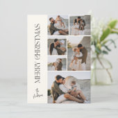 Moderne minimale elegante fotocollage Kerstmis Feestdagenkaart (Staand voorkant)