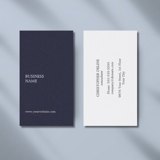 Moderne minimale elegante getextureerde blauwe con visitekaartje