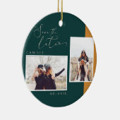 Moderne, minimale elegante Gold & Blauwgroen foto Keramisch Ornament (Rechts)