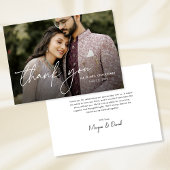 Moderne minimale elegante handgeschreven foto brui bedankkaart